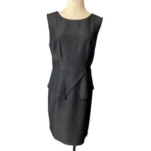 Connected Dress Gray Black Peplum 14P 14 P Washable Career Church